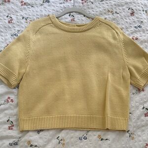 AF Butter Yellow Short Sleeve Knit Sweater